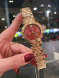 Versace Red Dial Gold Watch