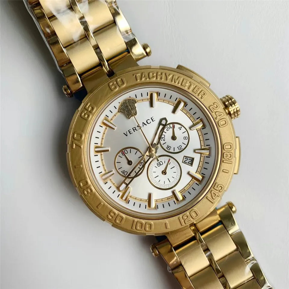white Versace Gold Chronograph