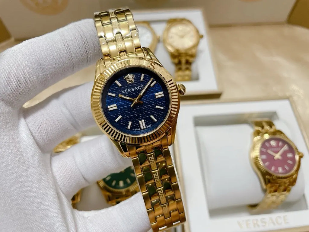 silver Versace Greca Logo Watch - Hình 10