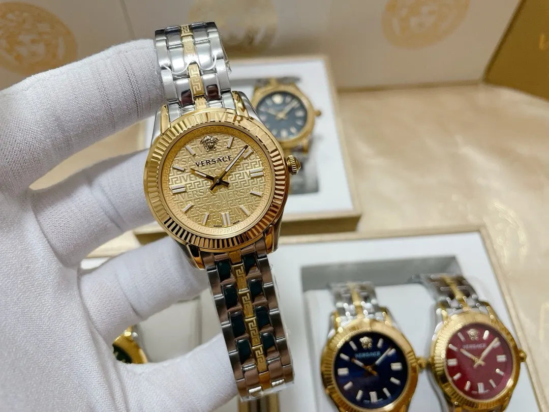 silver Versace Greca Logo Watch - Hình 5