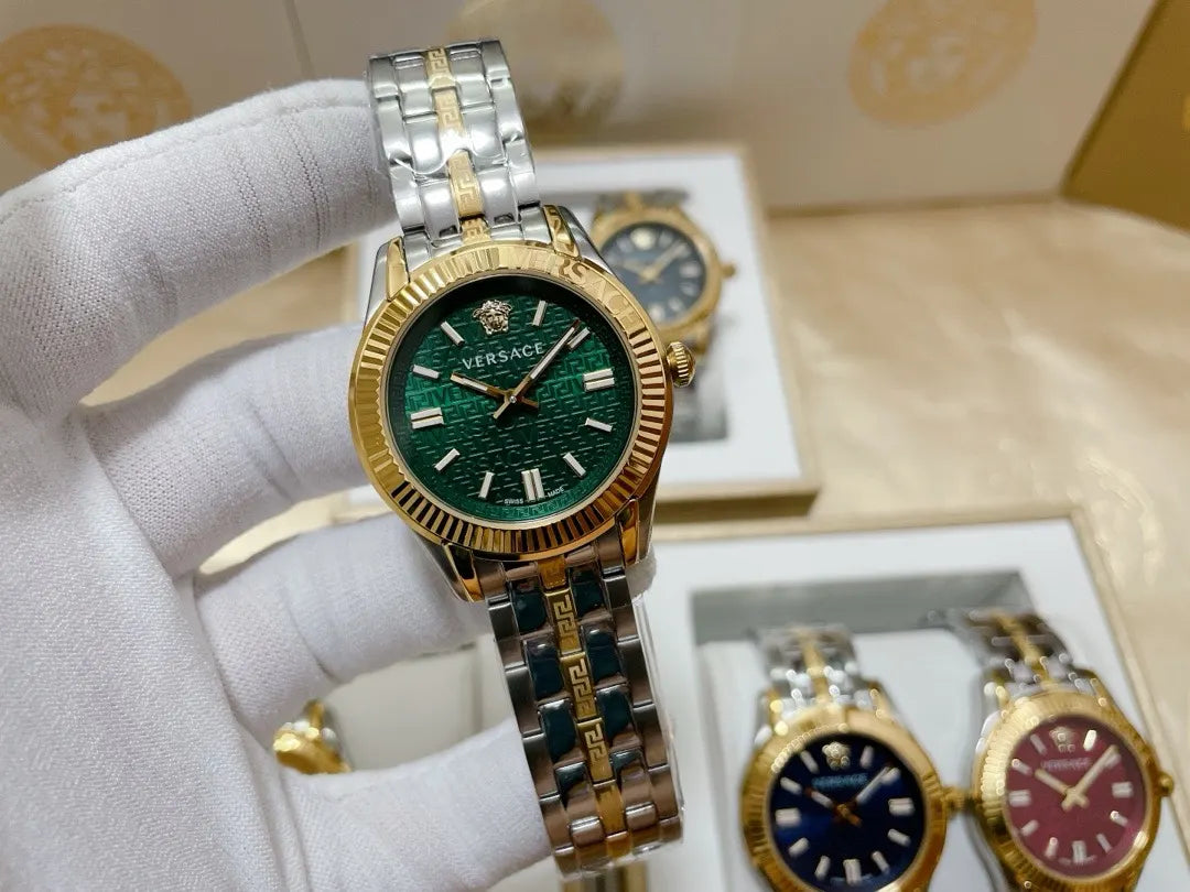 silver Versace Greca Logo Watch - Hình 4