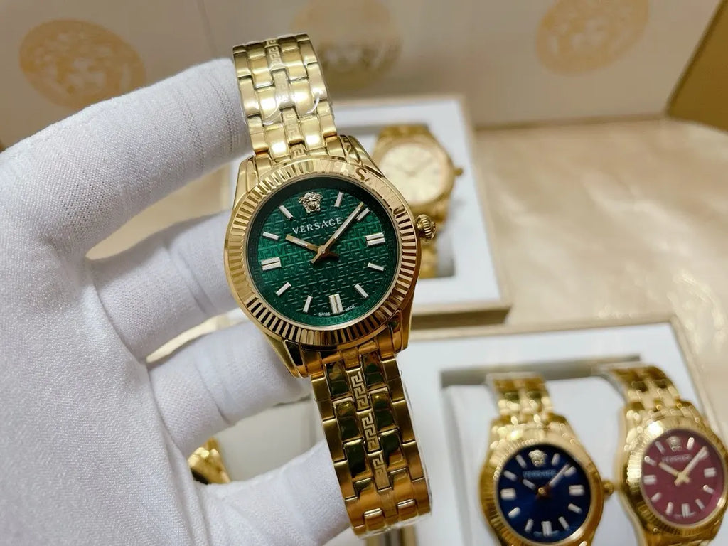 silver Versace Greca Logo Watch - Hình 11