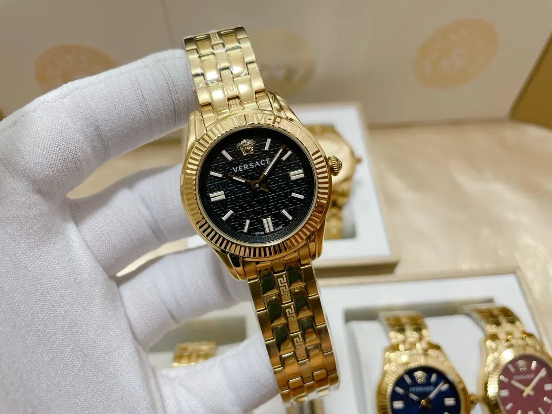 silver Versace Greca Logo Watch - Hình 12