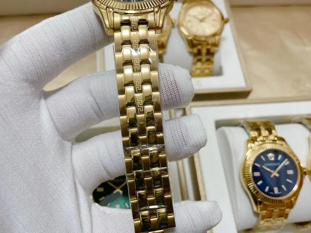 silver Versace Greca Logo Watch - Hình 7