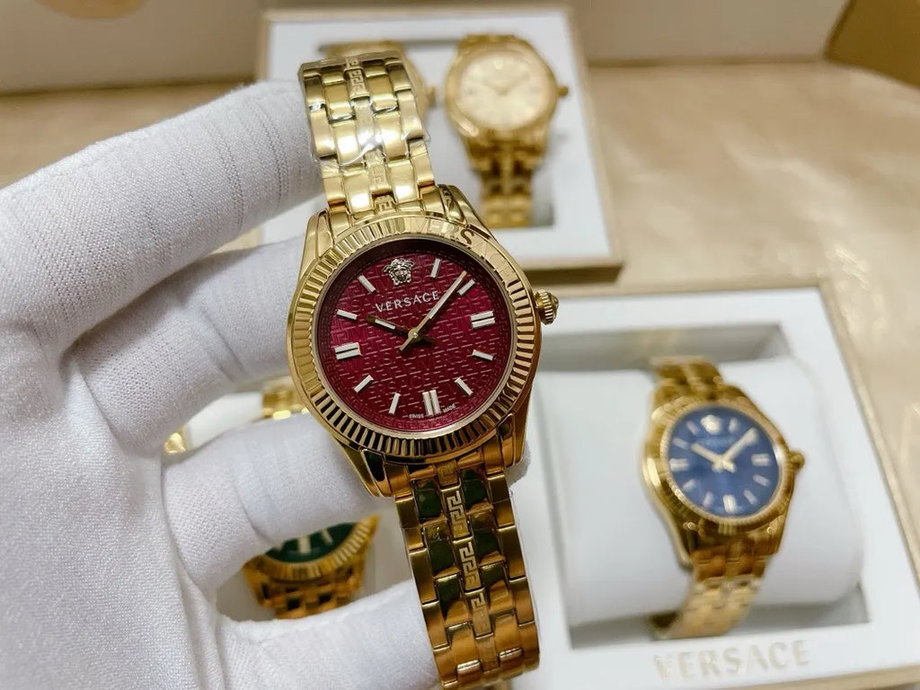 silver Versace Greca Logo Watch - Hình 9