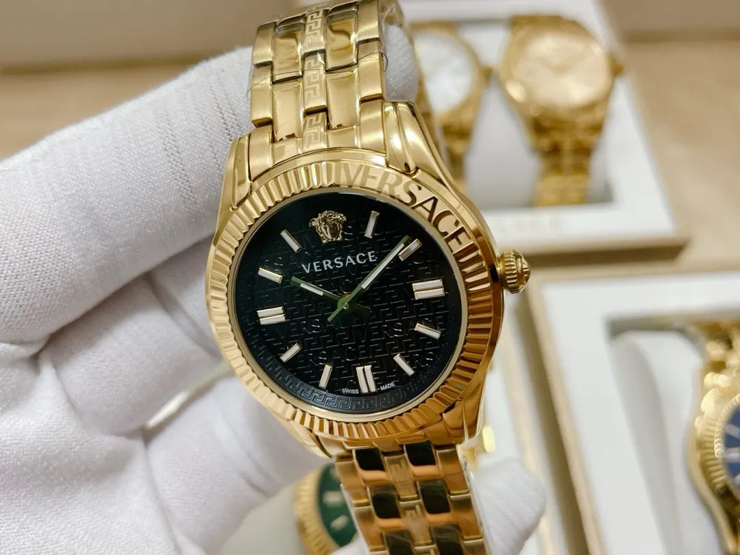 silver Versace Greca Logo Watch - Hình 8