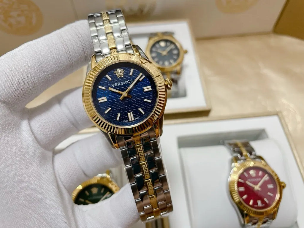 silver Versace Greca Logo Watch - Hình 3