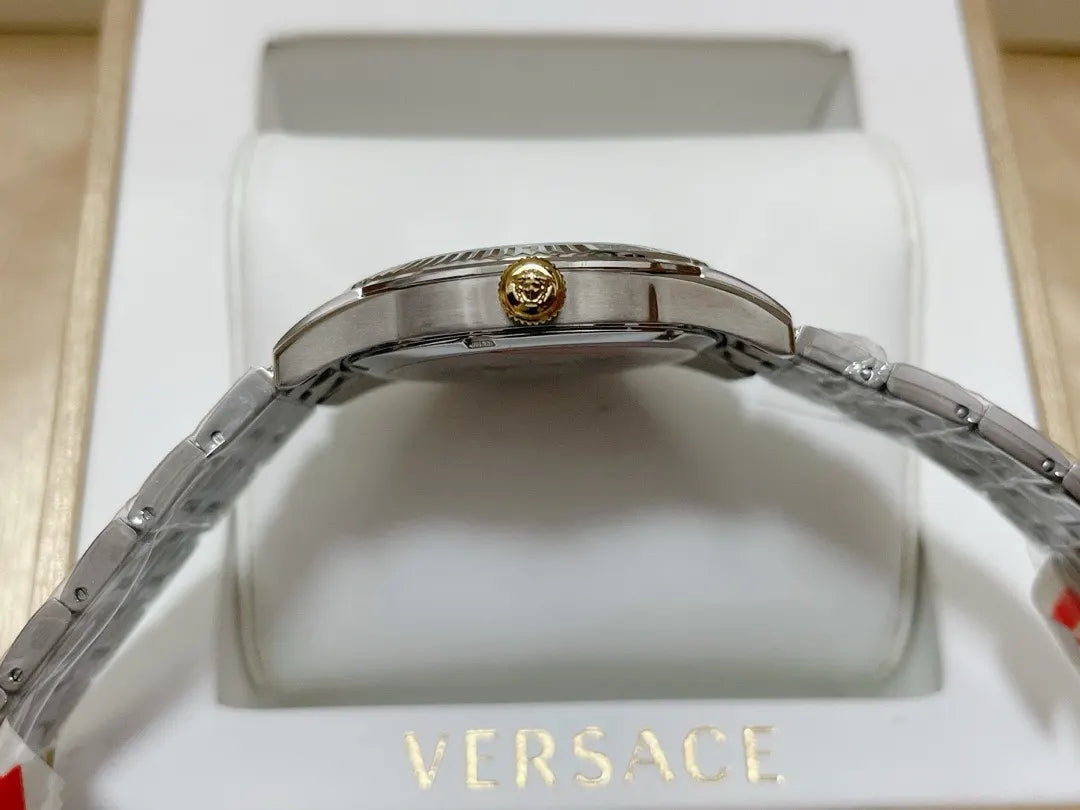 silver Versace Greca Logo Watch - Hình 15