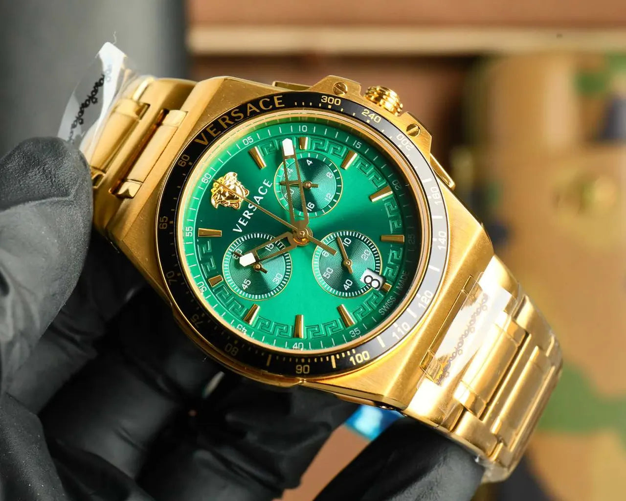 Versace Green Dial Gold Watch - Hình 2