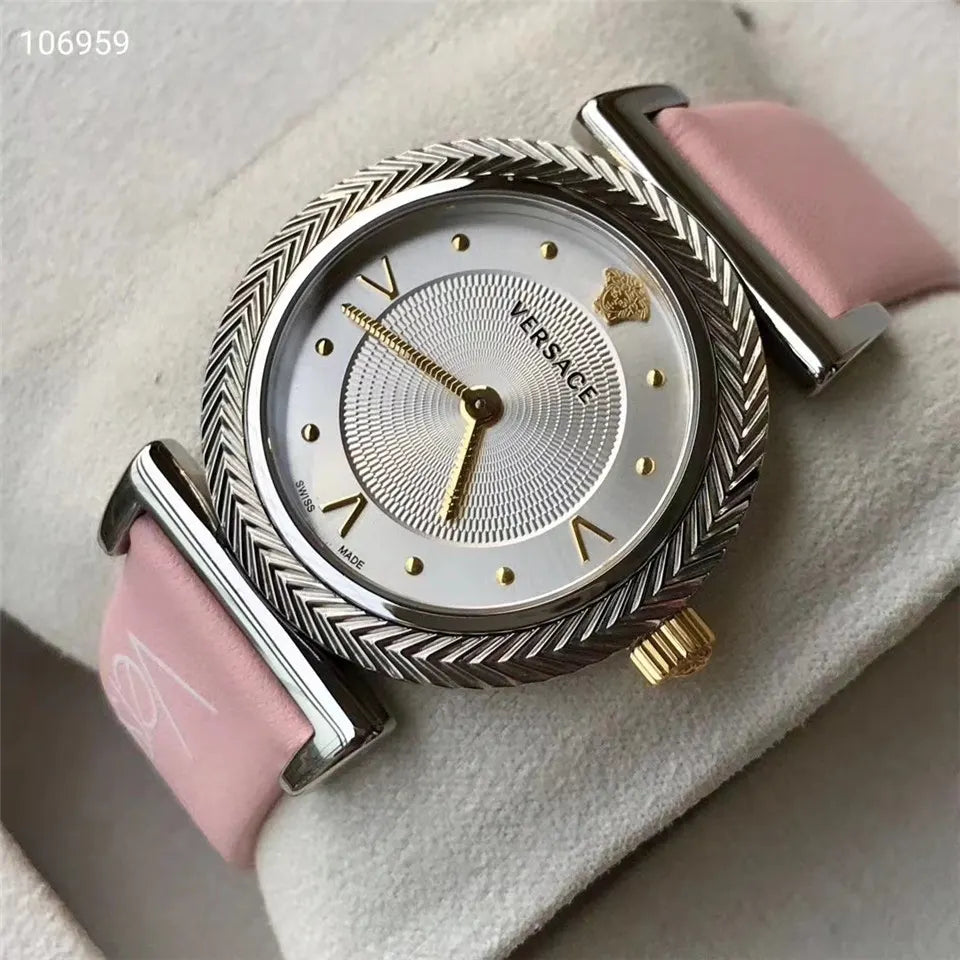 Versace Pink Leather Watch - Hình 3