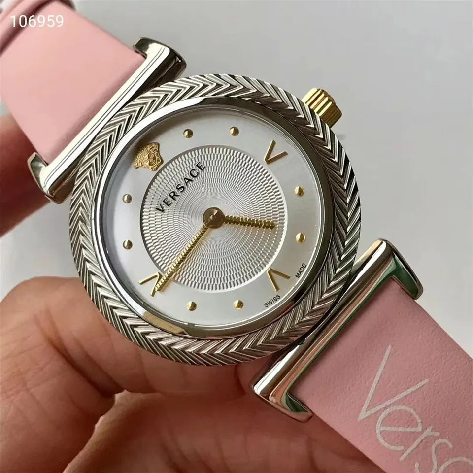 Versace Pink Leather Watch
