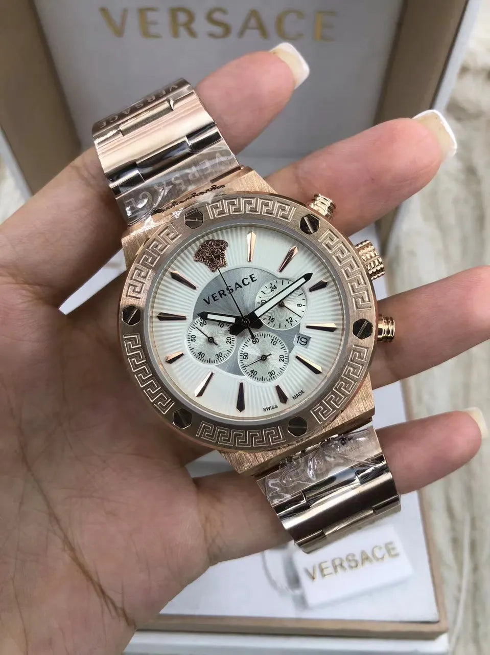 Versace Chrono Black Marble - Hình 6