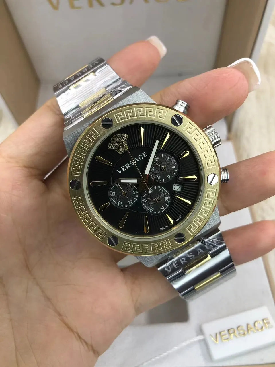 Versace Chrono Black Marble - Hình 18
