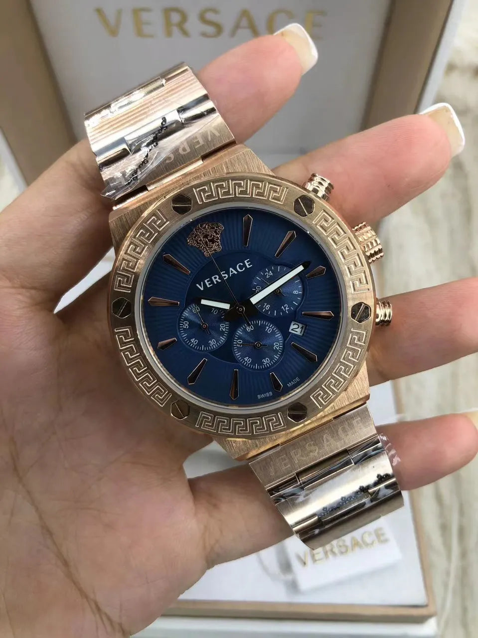 Versace Chrono Black Marble - Hình 7