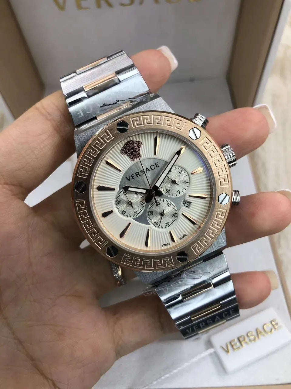 Versace Chrono Black Marble - Hình 5