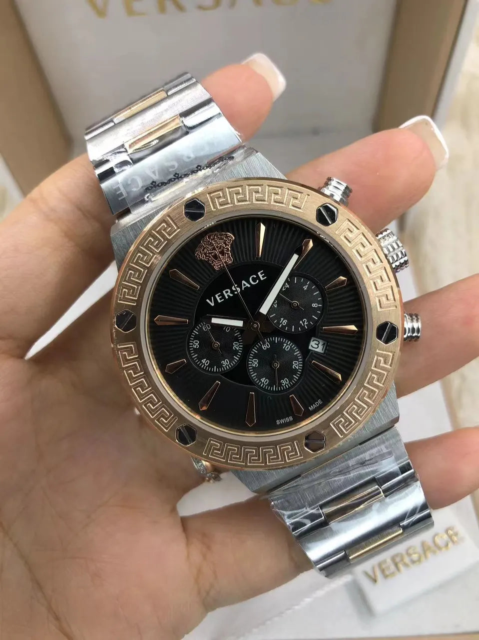 Versace Chrono Black Marble - Hình 4