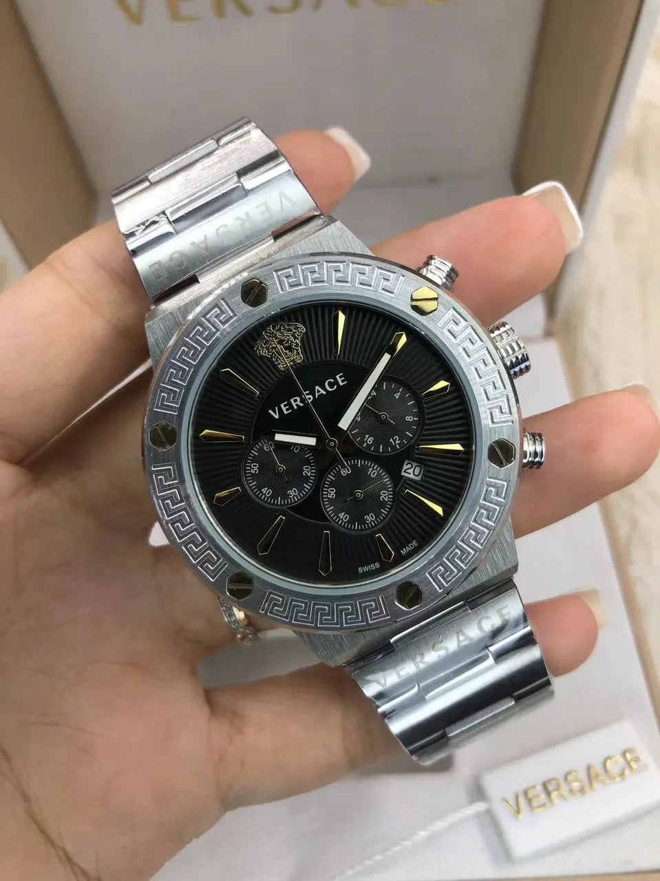 Versace Silver Chronograph Watch