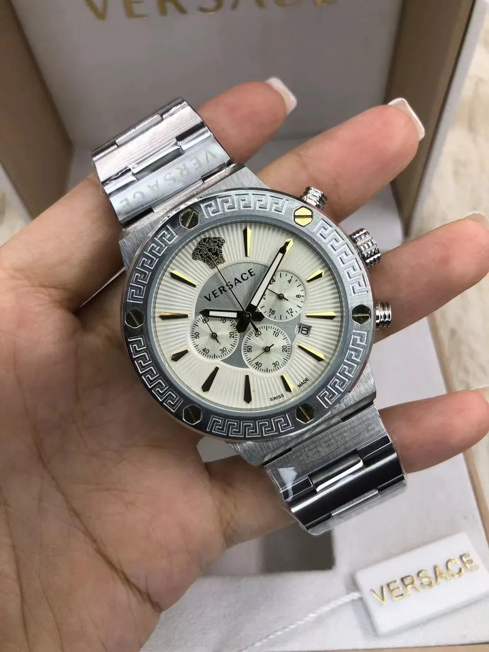 Versace Silver Chronograph Watch - Hình 12