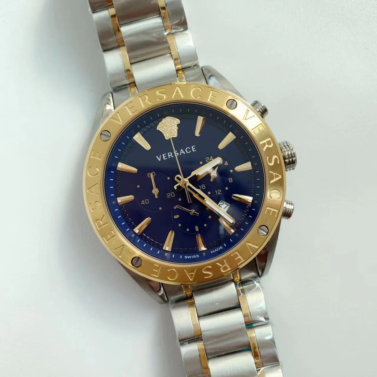 two Versace Chronograph Blue Dial