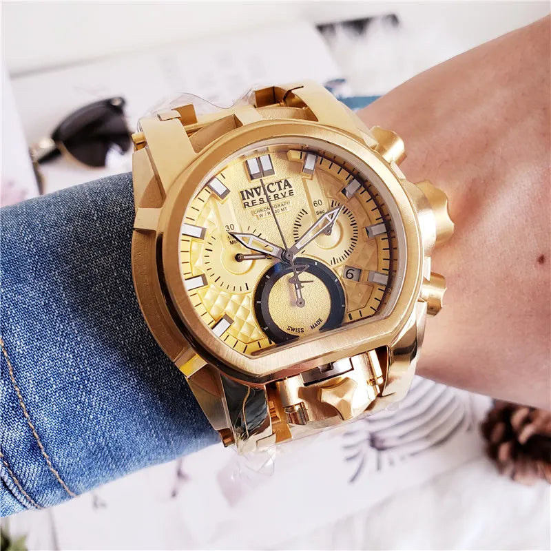 Invicta Gold Tone Chronograph - Hình 9