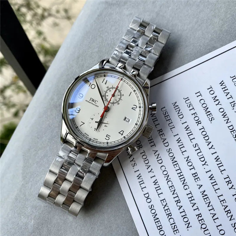 IWC Silver Chronograph Watch - Hình 4